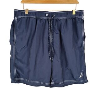 Nautica Mens Navy Blue Swim Trunks UnLined Board Shorts Size Large